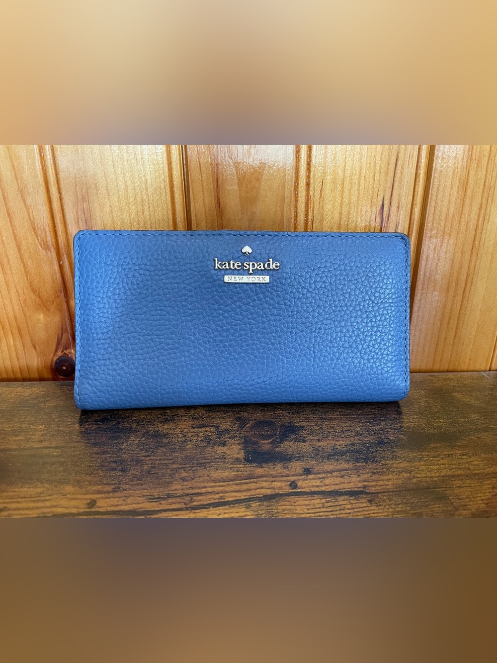 Kate Spade Blue Pebbled Leather Wallet